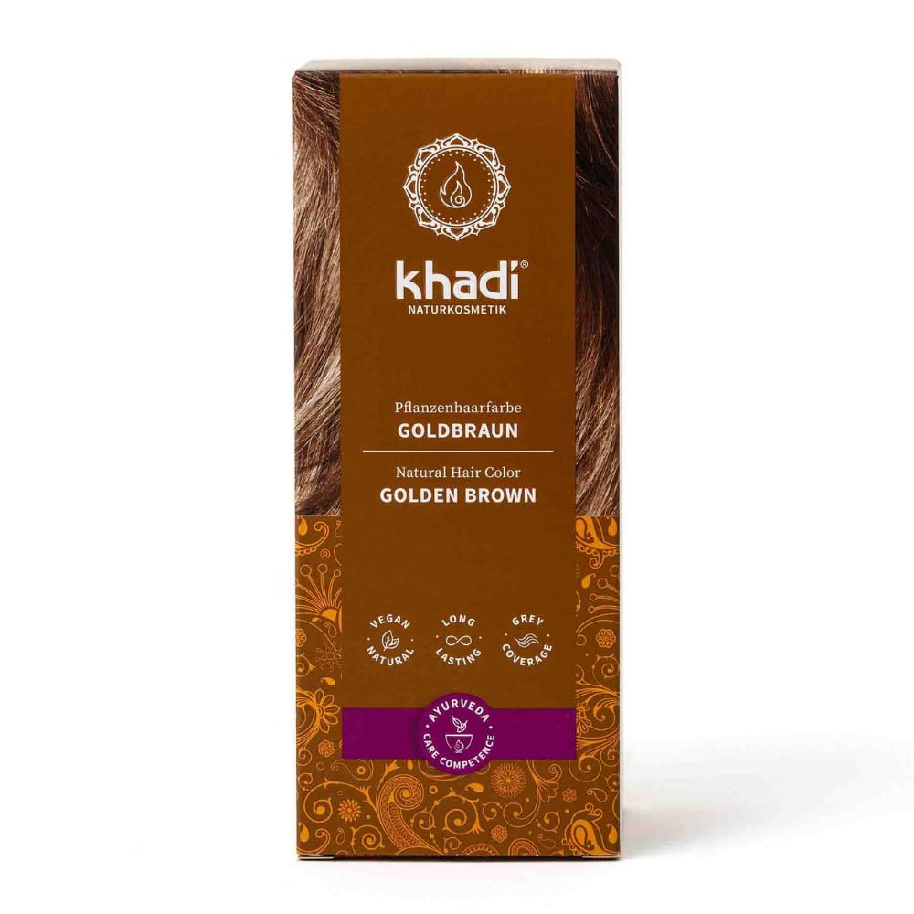khadi GOLDBRAUN Pflanzenhaarfarbe, Haarfarbe für schillerndes Bernstein bis zu samtig glänzendem Gol