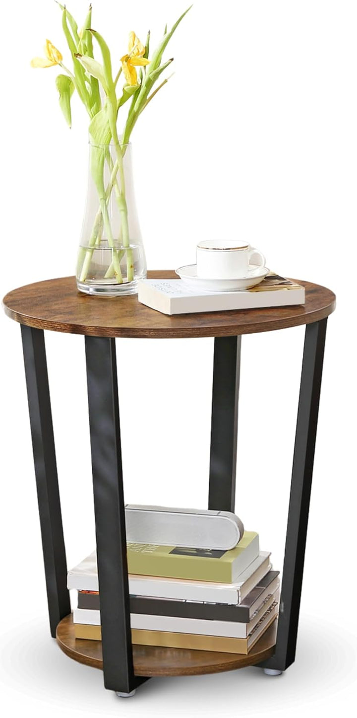 holz4home® Beistelltisch Lorie runder Wohnzimmertisch | mit Ablage 50x57 cm | einfache Montage | Ind