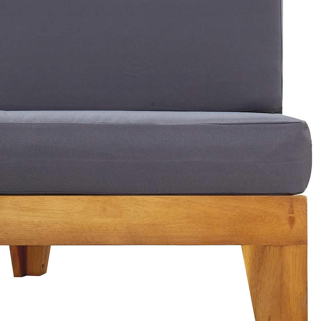 vidaXL Akazienholz Massiv Modular Mittelsofa mit Dunkelgrauen Kissen Gartensofa Sofa Lounge Gartenmö