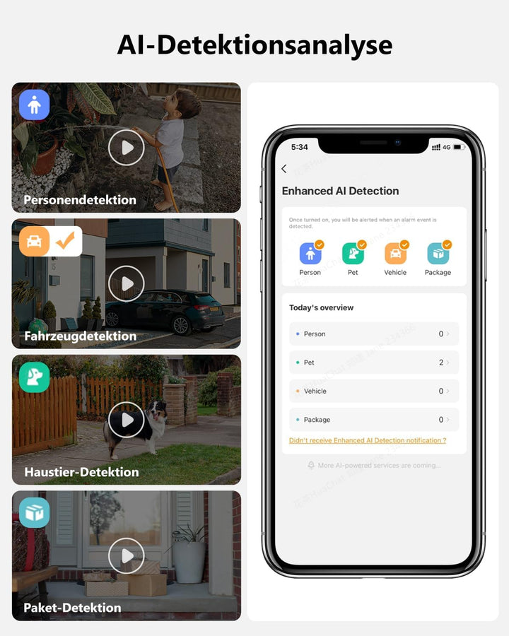 Imou 2K Überwachungskamera Aussen mit AI Personen-/Fahrzeugerkennung, 360° PTZ WLAN Kamera Outdoor,