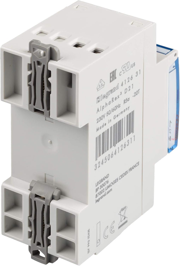 Legrand, Digitale Wochen-Zeitschaltuhr AlphaRex D21, 1 Kanal, 2-modulig mit 56 Schaltprogramme für H