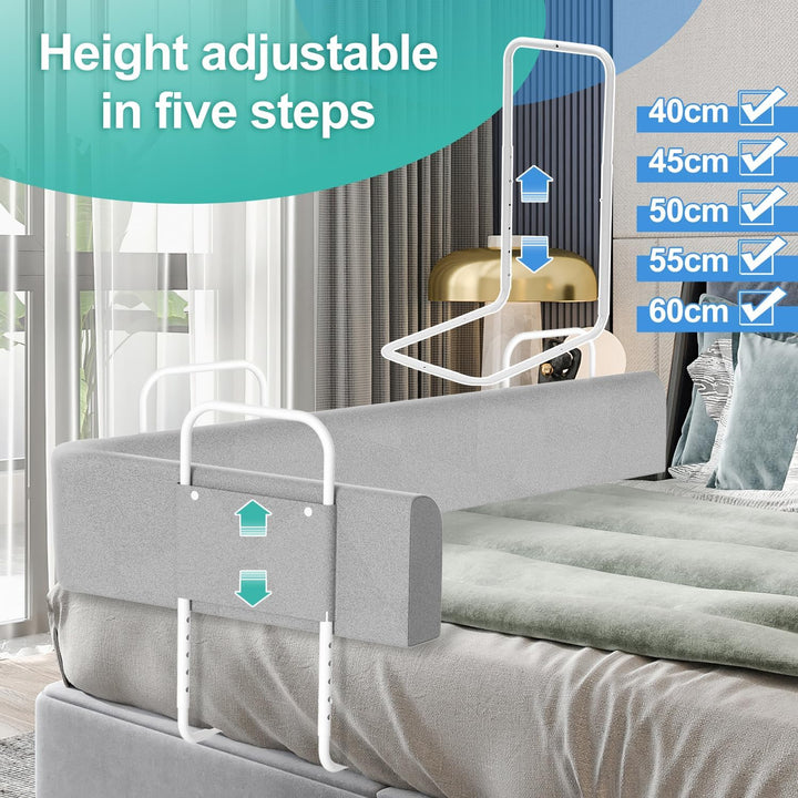 Ansobea 200cm Bettgitter Rausfallschutz Babybettgitter, Kinderbettgitter 5-Loch Höhenverstellbar, Be