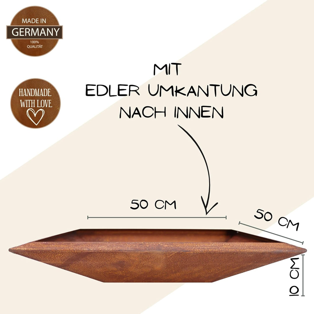 Rostikal Pusteblumen Gartendeko Rost Säule 1,15 m mit Blumenschale 50 x 50 cm Mit Schale 50 X 50 Cm