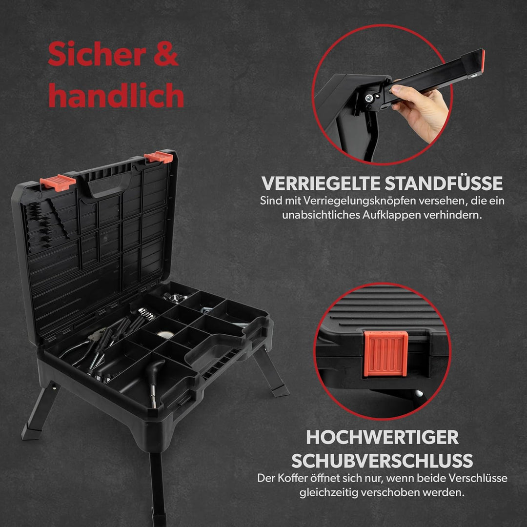 siwitec Multi-Funktions-Klapptritt mit Aufbewahrungsbox bis zu 150 kg belastbar, 2 in 1 tragbarer Kl