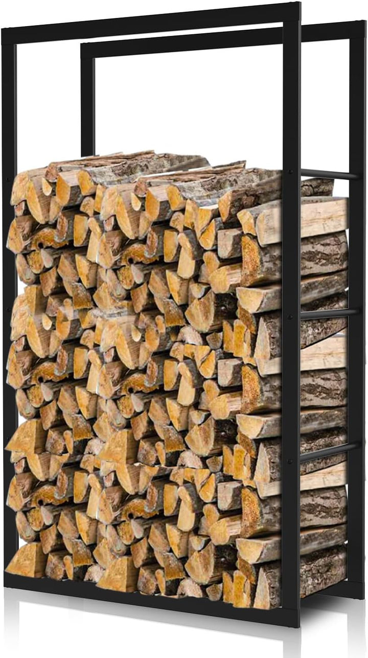 Ikodm kaminholzregal Innen und Aussen, Metall Brennholzregal aussen 60 x 25 x 100CM, Holzstapelhilfe