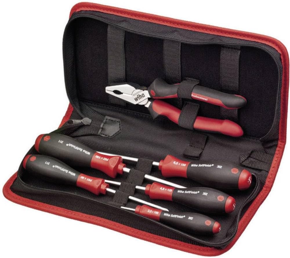 Wiha Werkzeug Set Mechaniker Schraubendreher, Kombizange 6-tlg. in Tasche (33970) Set Mechaniker, Ko