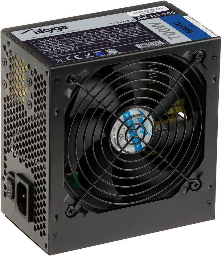 AKYGA Basic Power Supply ATX 2.31 AK-B1-700BE Black Edition 700W P4+4 PCI-E 6+2 pin, 5X SATA, PPFC,F