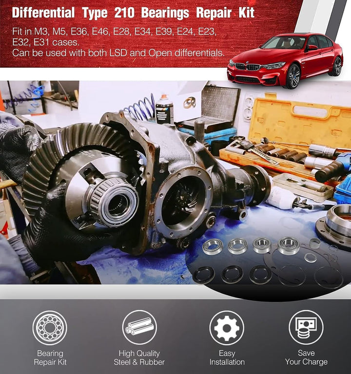 Typ 210 Differential Lager-Reparatursatz passend für BMW M3, M5, E36, E46, E28, E34, E39, E24, E23,