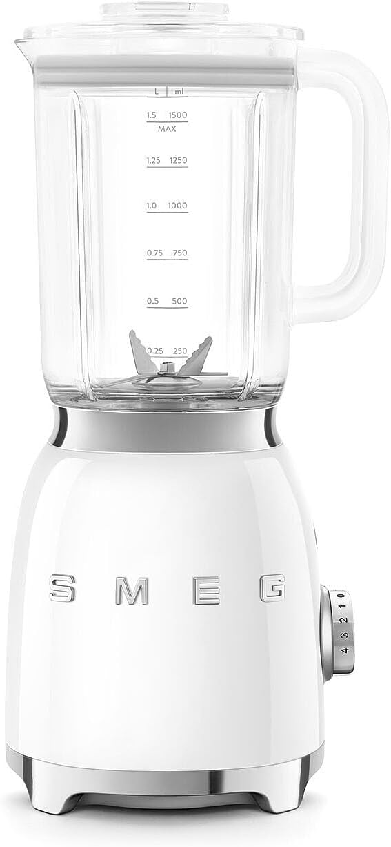 SMEG, BLF03WHEU, 1,5 l Standmixer, 4 -Geschwindigkeitsstufen, 4 Automikprogramme, Abnehmbare Doppelk