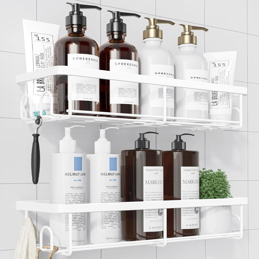 Kitsure Duschablage ohne Bohren - 2 Stück rostfreie Badezimmer Organizer, schnell trocknende Badrega