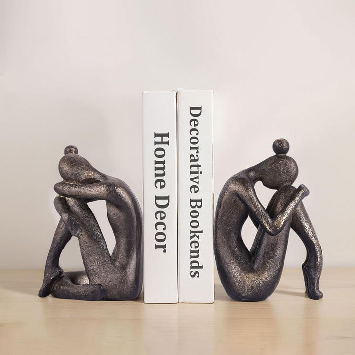 Buchstützen, einzigartig, dekorativ, Denkermädchen, modern, robust, rutschfest, Kunstharz, Buchstopp