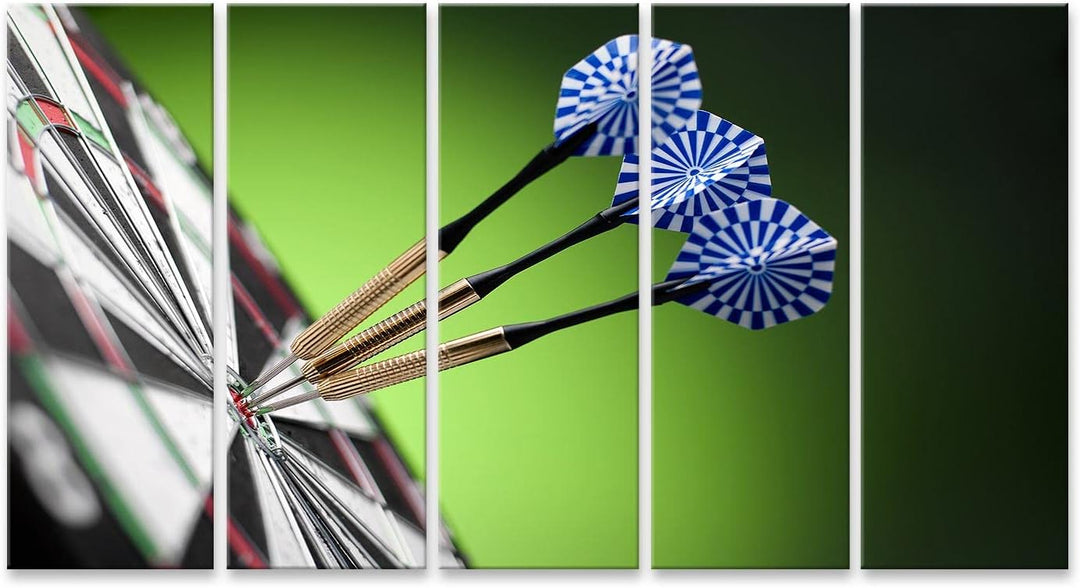 Bild auf Leinwand Darts Pfeile Im Target Center Wandbild Poster Kunstdruck Bilder, Leinwand 160x80cm
