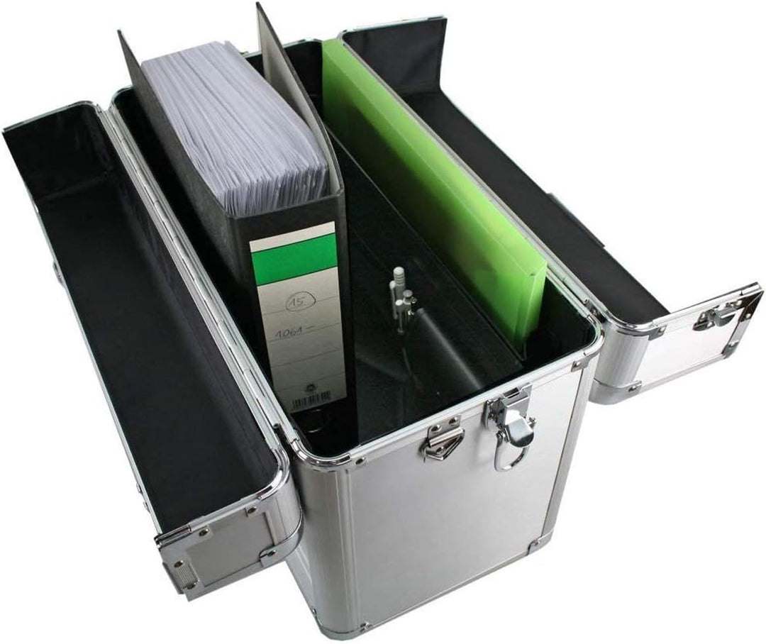 Bowatex Aktenkoffer Umhänge Gurt Alukoffer Pilotenkoffer Alu Koffer Silber 46cm