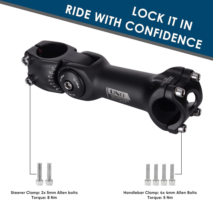 BESNIN Fahrrad Vorbau 25,4 Lenker 0-60 Grad verstellbar MTB Vorbau Rennrad Vorbau Vorbau 90mm 110mm