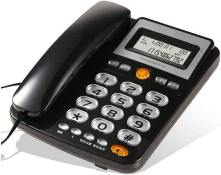 Schwarzes Festnetztelefon zu Hause, Schnurgebundenes Telefon mit Grossen Tasten für Senioren, HD-LCD