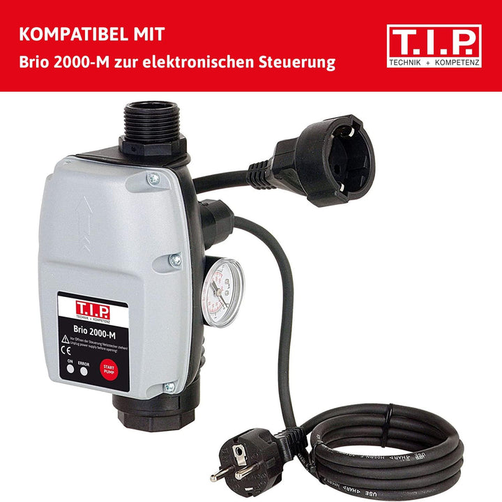 T.I.P. Gartenpumpe Edelstahl mit 4 m Ansauggarnitur (4.400l/h Fördermenge, 50m Förderhöhe, 5,0bar Dr