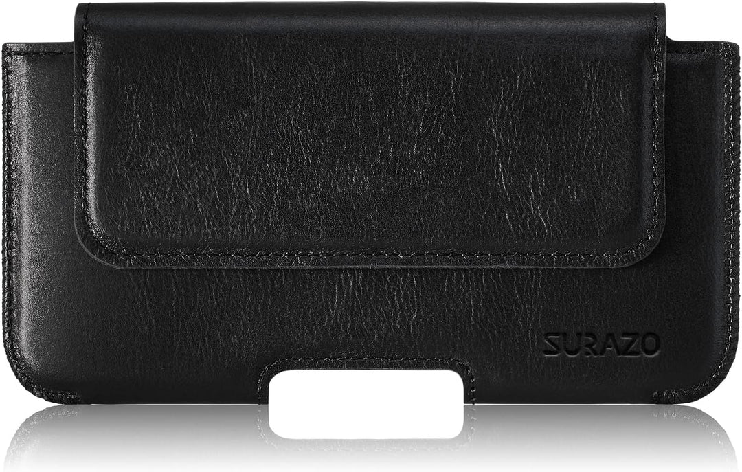SURAZO Premium 100% Echtleder Gürteltasche für Apple iPhone 14 Pro Hülle Leder – Horizontale Holster