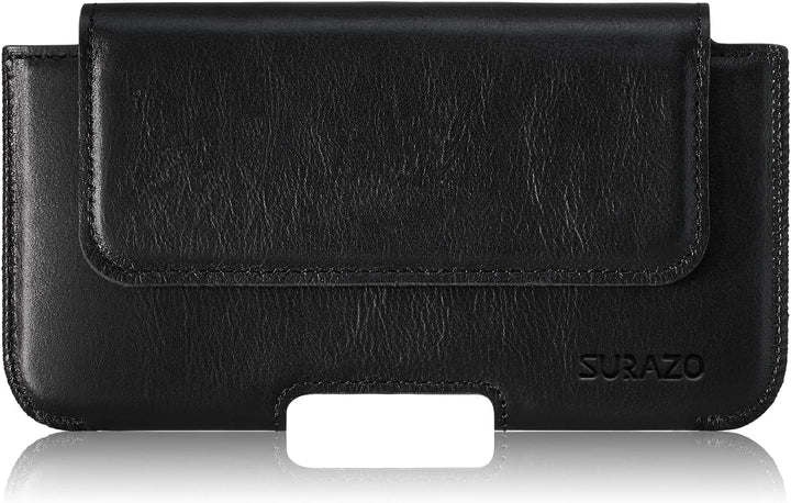 SURAZO Premium 100% Echtleder Gürteltasche für Apple iPhone 14 Pro Hülle Leder – Horizontale Holster