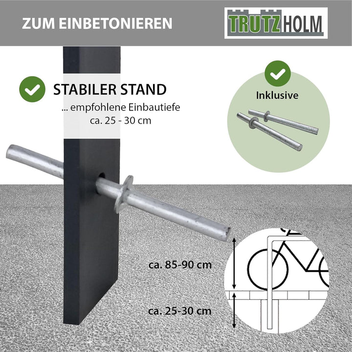 2x Fahrradanlehnbügel aus Flachstahl zum Einbetonieren | Fahrradständer Anlehnbügel Anlehnständer Po