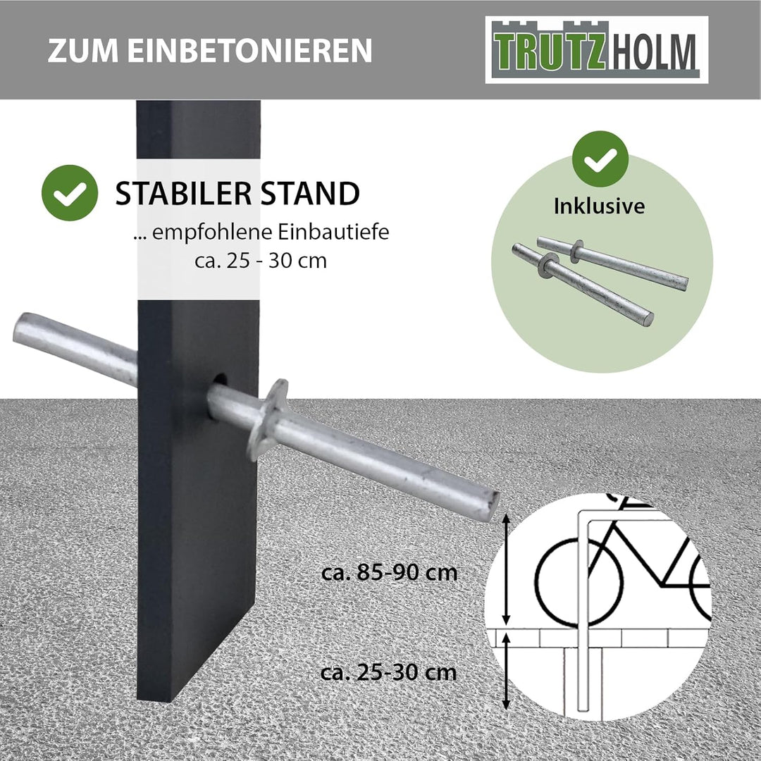 2x Fahrradanlehnbügel aus Flachstahl zum Einbetonieren | Fahrradständer Anlehnbügel Anlehnständer Po