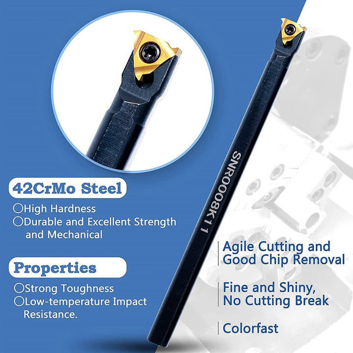 BOFRHME Drehmaschinen-Gewinde-Werkzeuge, 6 Stück, 3 Bohrstangen mit Drehschaft mit 3 Teilen aus Hart