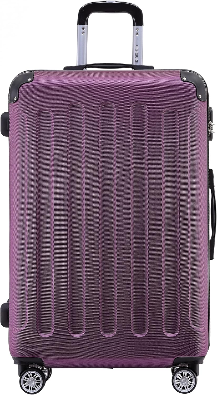 BEIBYE- Hartschalenkoffer Koffer Trolley Rollkoffer Reisekoffer Zahlenschloss 4 Zwilings-Rollen (Vio