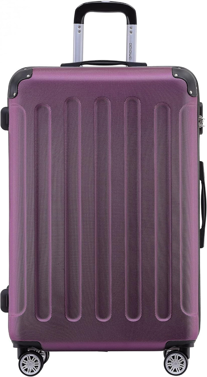 BEIBYE- Hartschalenkoffer Koffer Trolley Rollkoffer Reisekoffer Zahlenschloss 4 Zwilings-Rollen (Vio