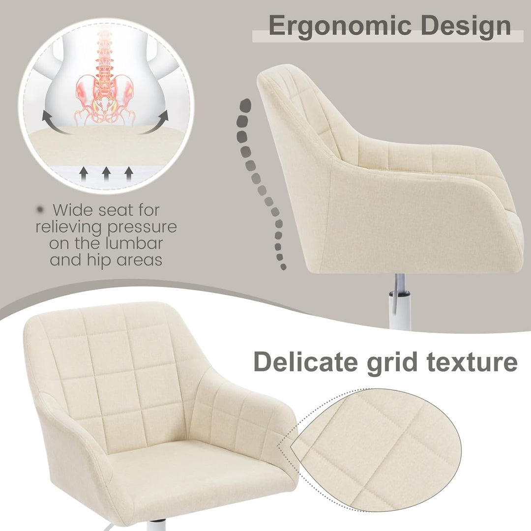WOLTU Schreibtischstuhl drehbar, Schminktisch Stuhl, Drehstuhl mit Rollen, Bürostuhl ergonomisch, Se