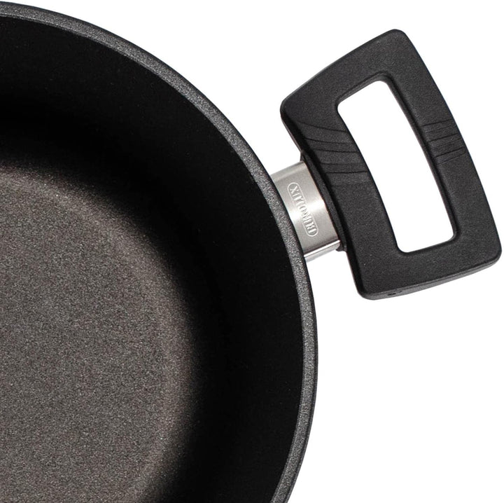 Eurolux Universal-Topfset Aluguss beschichtet 6-teilig - schwarze Koch-Töpfe Set & Glas-Deckel 24/24