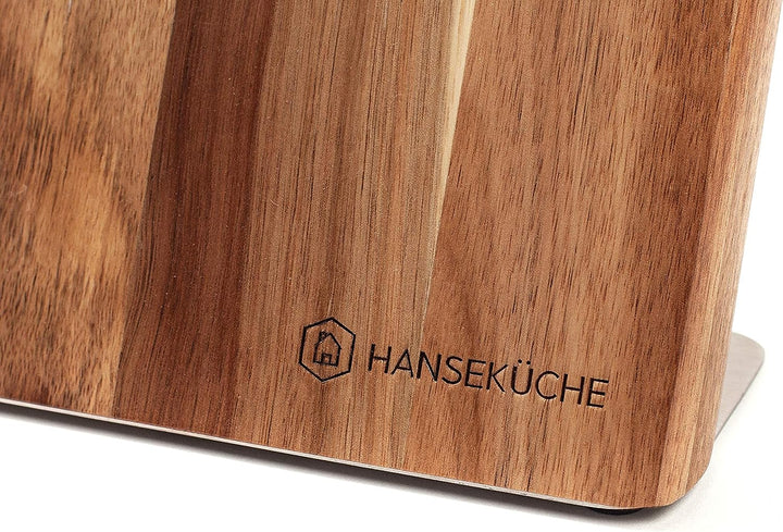 Hanseküche Messerhalter magnetisch – Magnetischer Messerblock aus Akazienholz, hochwertiges Messerbr