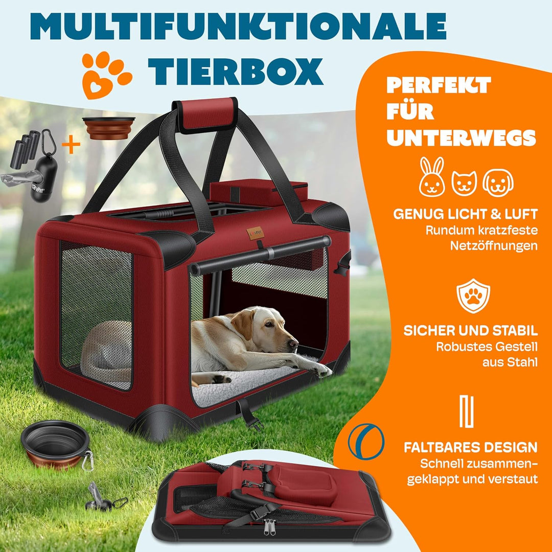 Lovpetยฎ Transportbox Hund Katze Transporttasche XXXL 102x69x69cm | Hunde-Tragetasche Faltbare Katzen