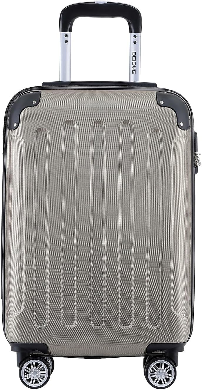 BEIBYE- Hartschalenkoffer Koffer Trolley Rollkoffer Reisekoffer Zahlenschloss 4 Zwilings-Rollen (Cha