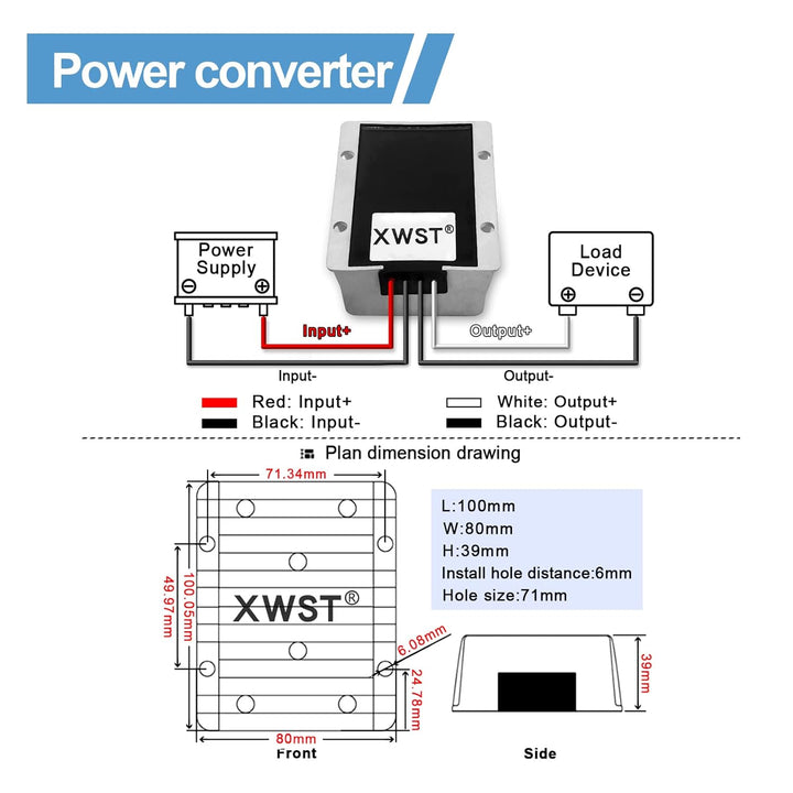 XWST DC DC 20-90V 24V36V48V60V72V auf 12V Buck Spannungswandler 20A 240W Wechselrichter Auto Netztei