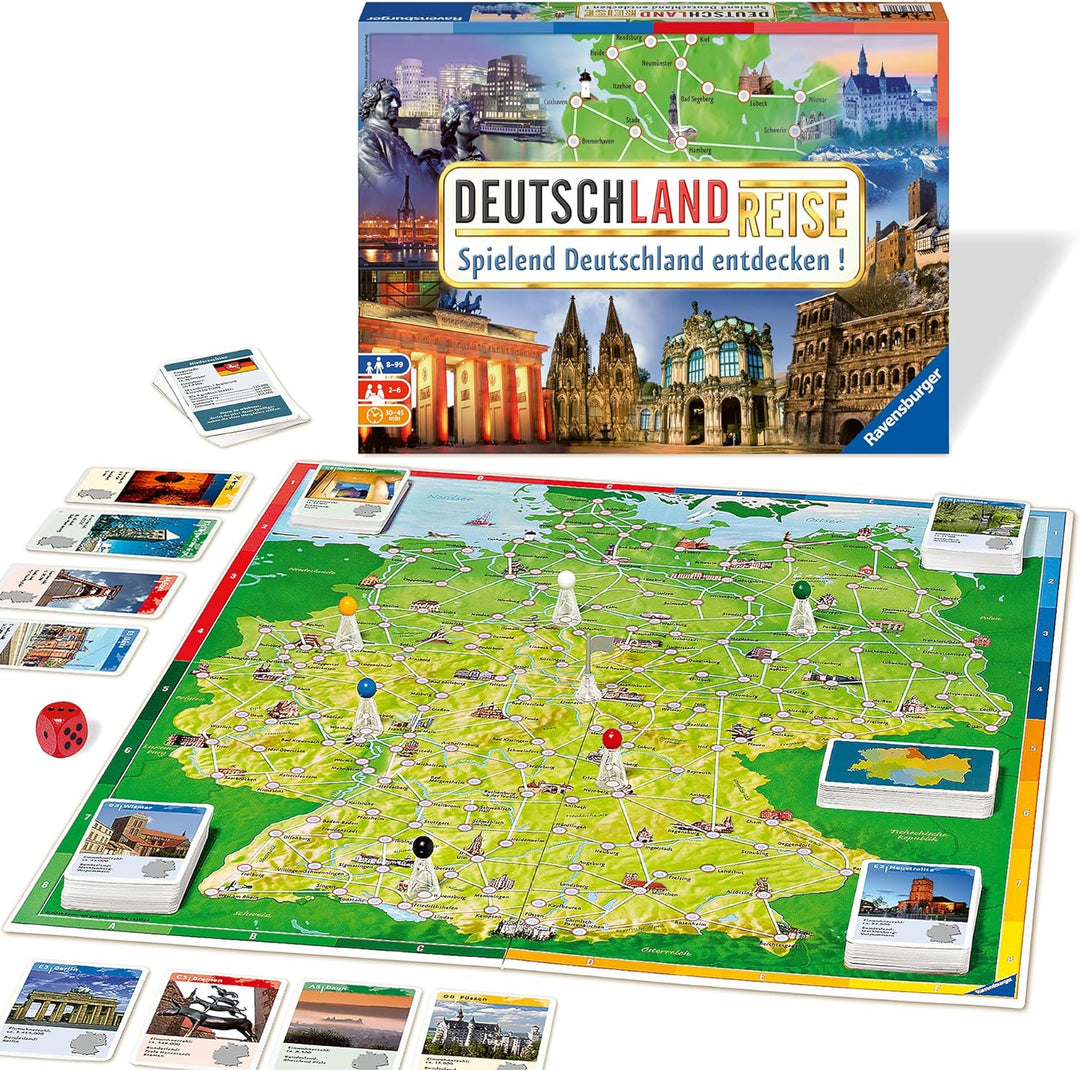 Ravensburger 26492 - Deutschlandreise - Familienklassiker ab 8 Jahren - Gesellschaftspiel, Reise dur