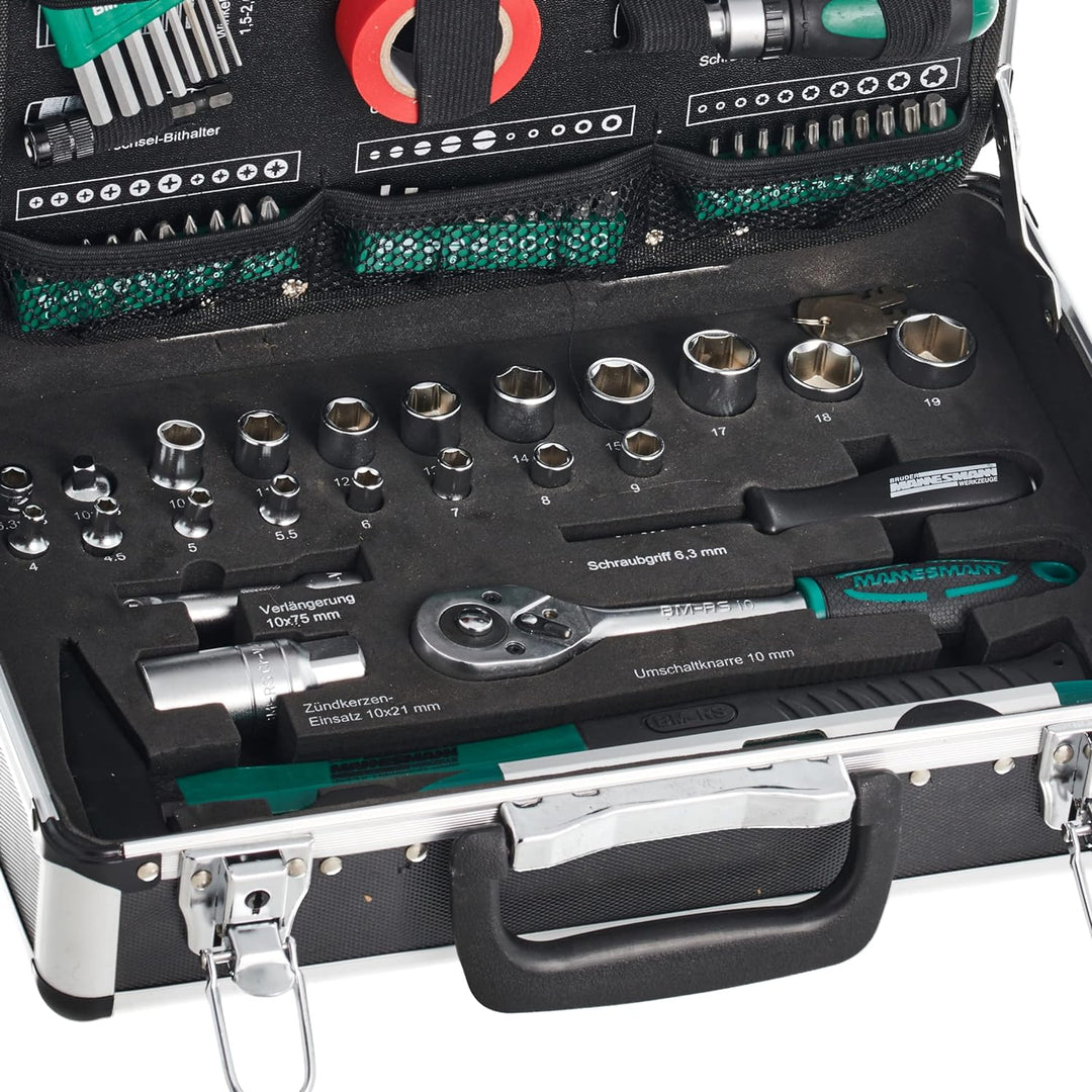 Brüder Mannesmann Werkzeuge 90-teilig Werkzeug-Koffer, 1 Stück, M29067 Single, Single
