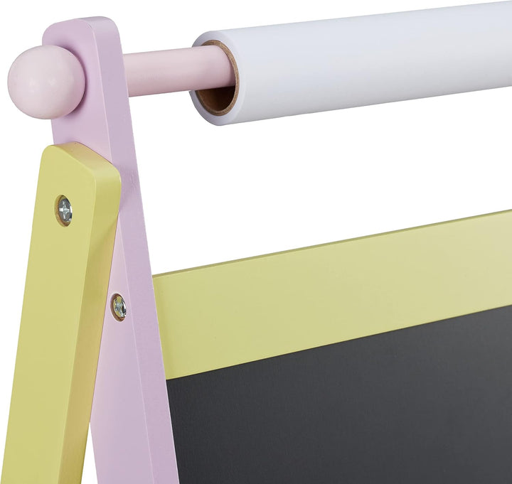 Relaxdays Kindertafel, 2 in 1, mit Papierrolle, Malen, Zeichnen, Kreidetafel Kinder, freistehend, HB