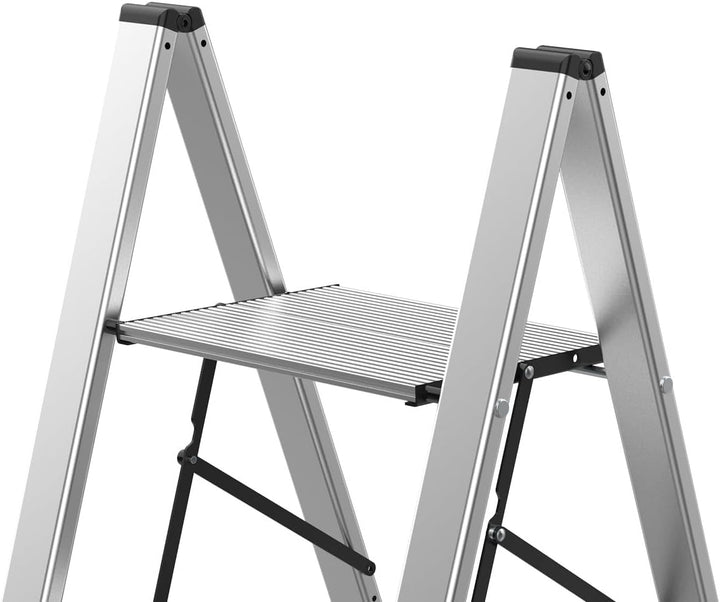 Mephisto Trittleiter Klappleiter Stufenleiter Haushaltsleiter flach aus Aluminium inkl. Anti Rutsch