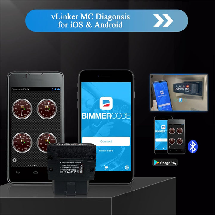 vLinker MC Mini Bluetooth OBD II Scanner Adapter Auto Diagnose Scan Tool und Codeleser fĂŒr Android (