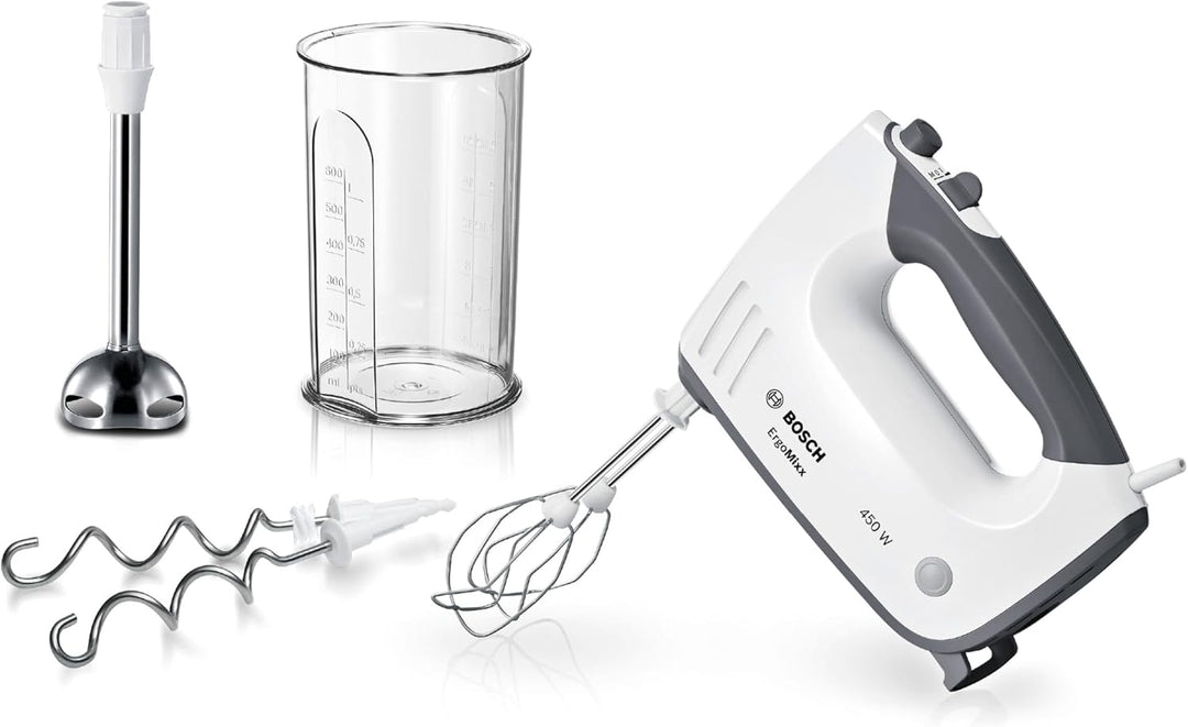 Bosch Handrührer ErgoMixx, MFQ37470, 750 W, Mixfuss, Edelstahl Rührwerkzeuge, 5 Stufen plus Turbotas