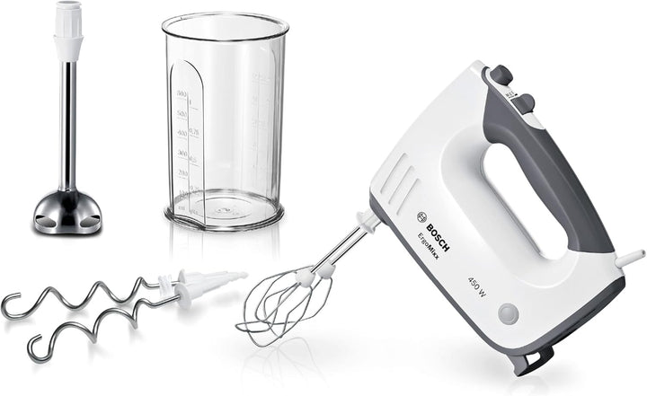 Bosch Handrührer ErgoMixx, MFQ37470, 750 W, Mixfuss, Edelstahl Rührwerkzeuge, 5 Stufen plus Turbotas