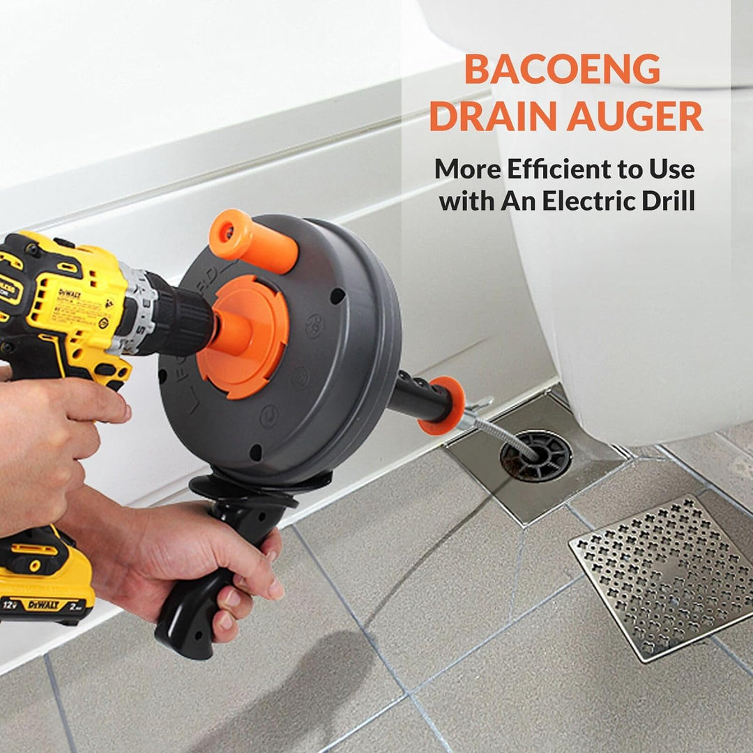 BACOENG 7,5m Lange Abflussspirale zur Rohrreinigung, Abflussreinigung mit Akkuschrauberadapter, um H