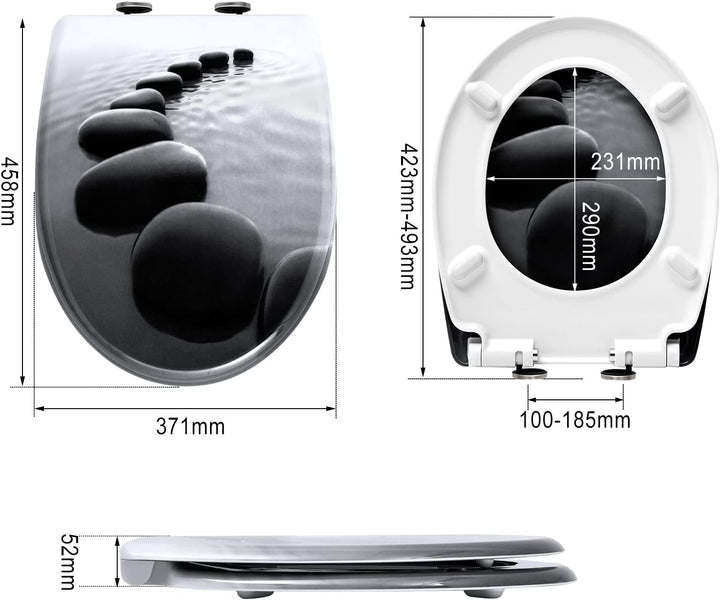 WOLTU WC Sitz mit Absenkautomatik,Toilettensitz Motiv,Klodeckel mit Quick-Release-Funktion und Antib