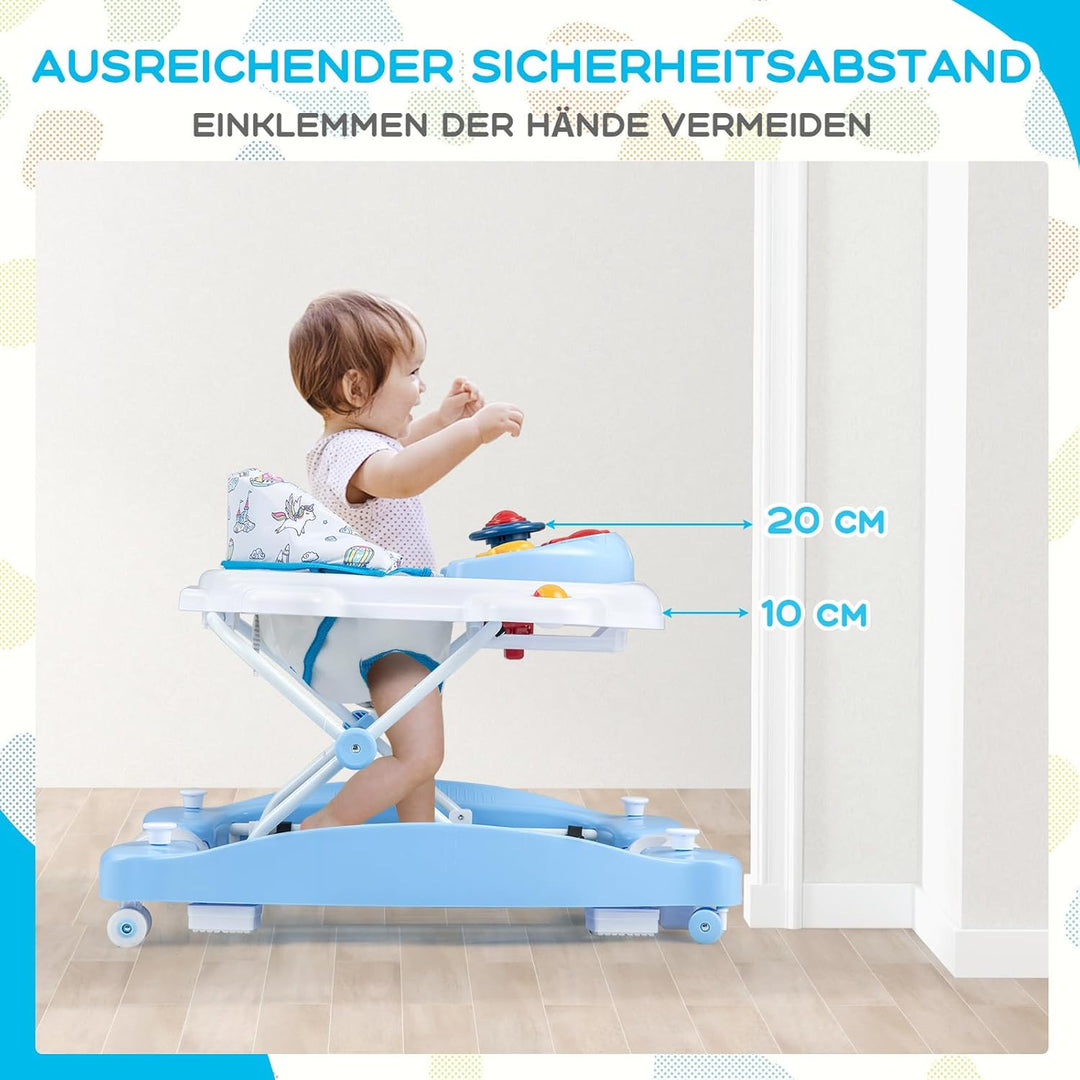 COSTWAY 6 in 1 Lauflernhilfe, Lauflernwagen mit abnehmbarem Spielboard & Fusspolster, Baby Walker hö