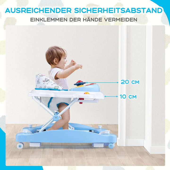 COSTWAY 6 in 1 Lauflernhilfe, Lauflernwagen mit abnehmbarem Spielboard & Fusspolster, Baby Walker hö