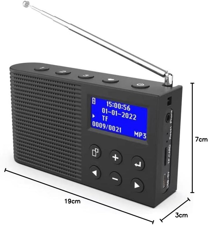 YaakinComp K3 Tragbares Radio, DAB/DAB+ Digital, FM-Radio, Bluetooth, MP3-Player, wiederaufladbarer