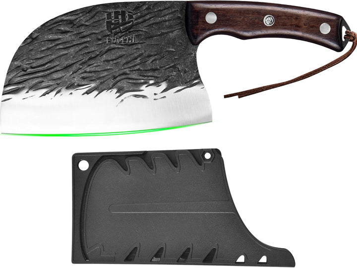 FULLHI Voll-Tang Metzgermesser mit Scheide, serbisches Kochmesser mit hohem Kohlenstoffstahl Fleisch