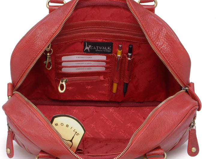 Catwalk Collection Handbags - Leder - Schultasche/Arbeitstasche/Aktentasche für Damen - Laptop/iPad