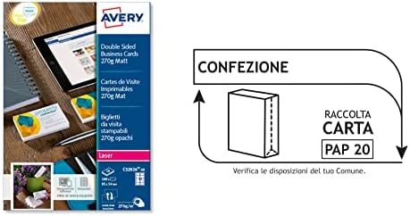 Visitenkarten Avery 85x54mm 260gr White 25 Blatt 8 Karten pro Blatt Einzelbett, Einzelbett