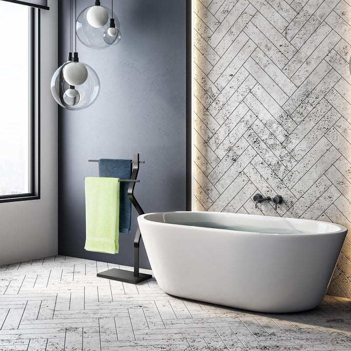 Relaxdays Handtuchständer geknicktes Design, 2 Metallstangen, HxBxT: 85 x 43,5 x 20 cm, Badständer,