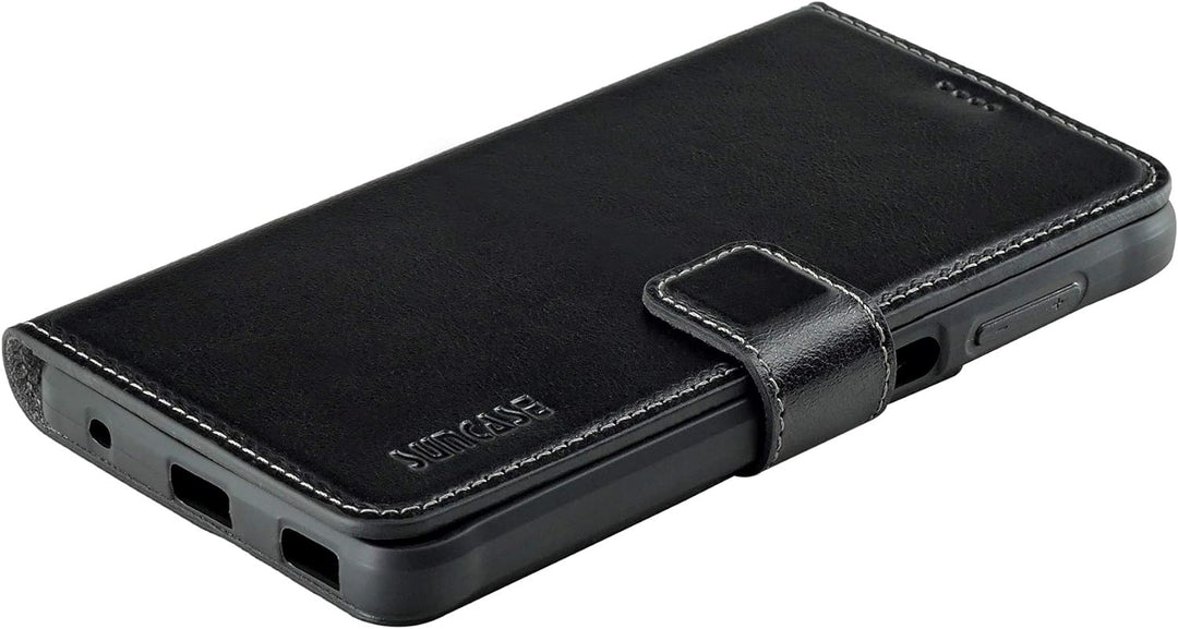 Suncase Book-Style Hülle kompatibel mit Samsung Galaxy Xcover Pro Leder Tasche (Slim-Fit) Lederhülle